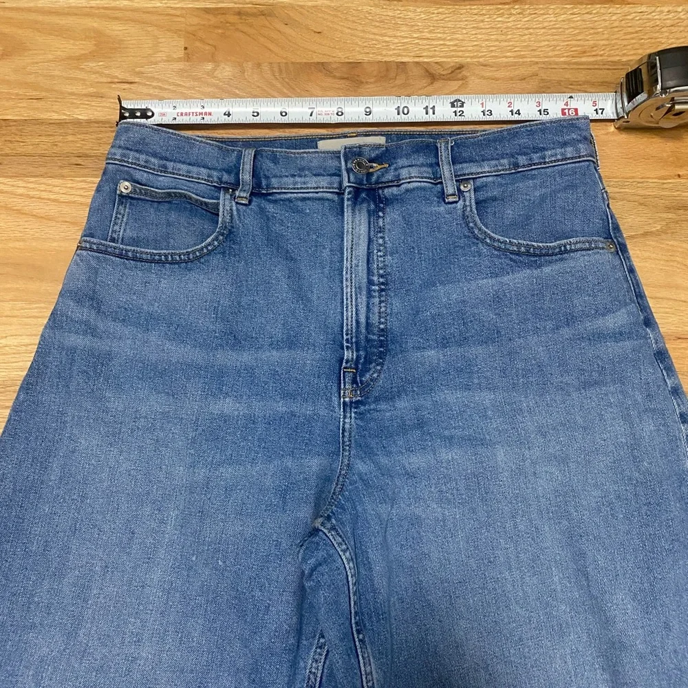Everlane Wide Leg Denim Jeans in Medium Blue The Way High Barrel Size 32R Womens